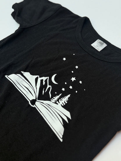 Little & Lively Book Print Black T-Shirt 3/4