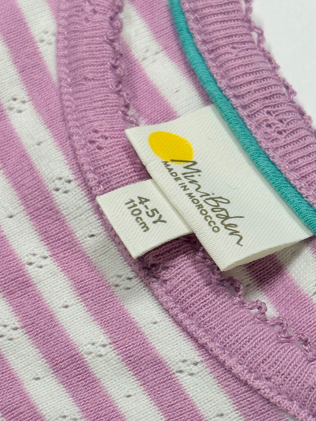 Mini Boden Striped Pointelle T-Shirt 4-5Y