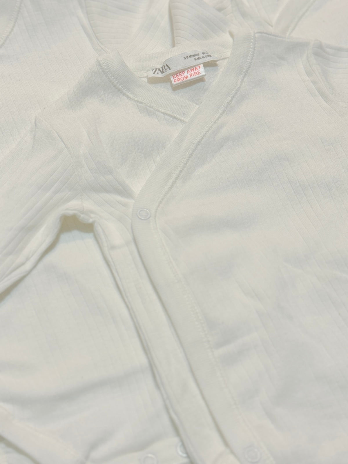 Zara White Ribbed Wrap Bodysuit 3-6M individually Sold