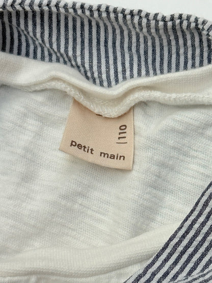petit main White T-Shirt Sailor Collar Size 4-5Y