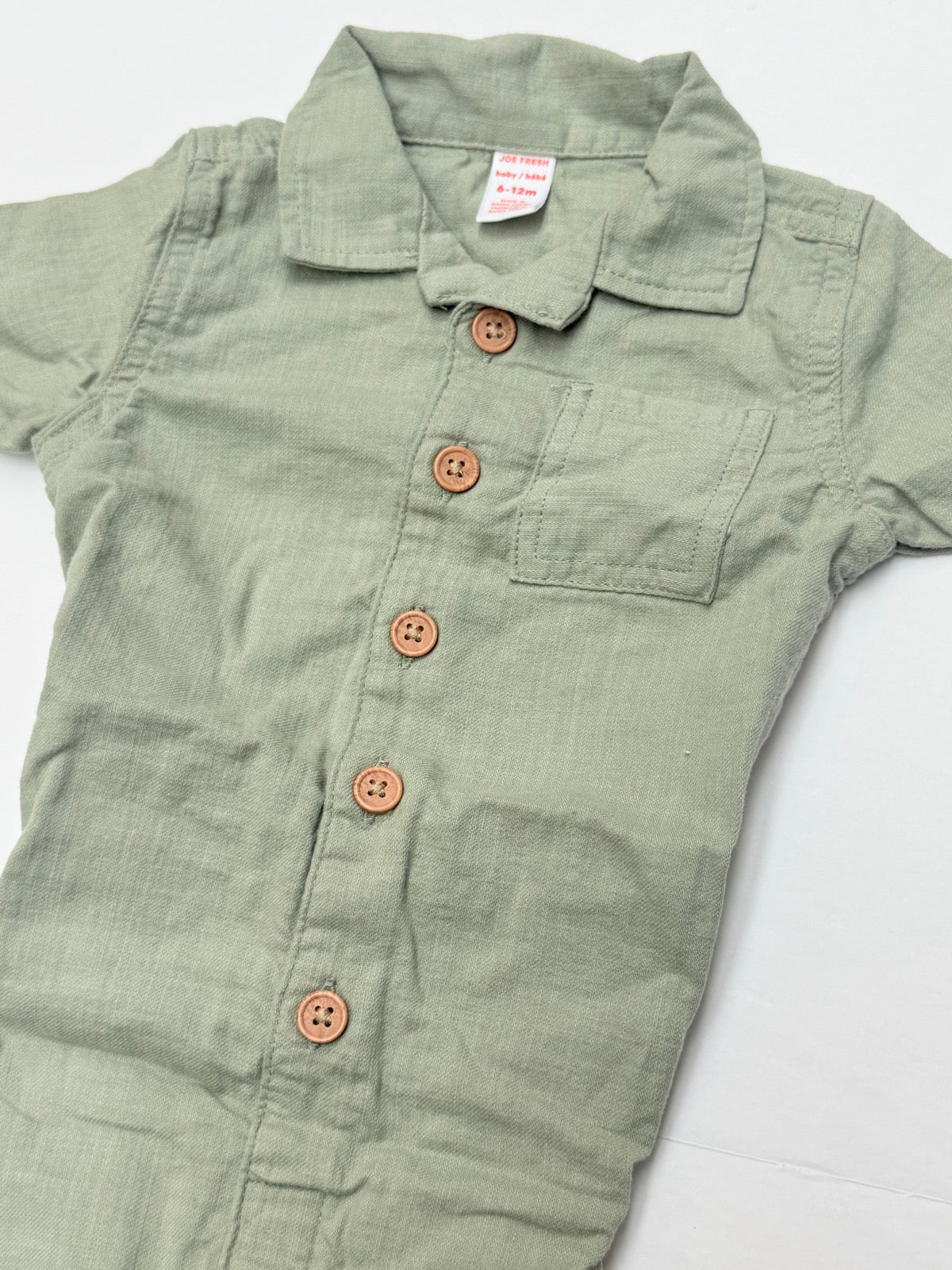 Joe Fresh Olive Button-Up Romper 6-12M