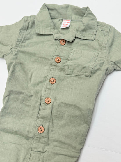Joe Fresh Olive Button-Up Romper 6-12M