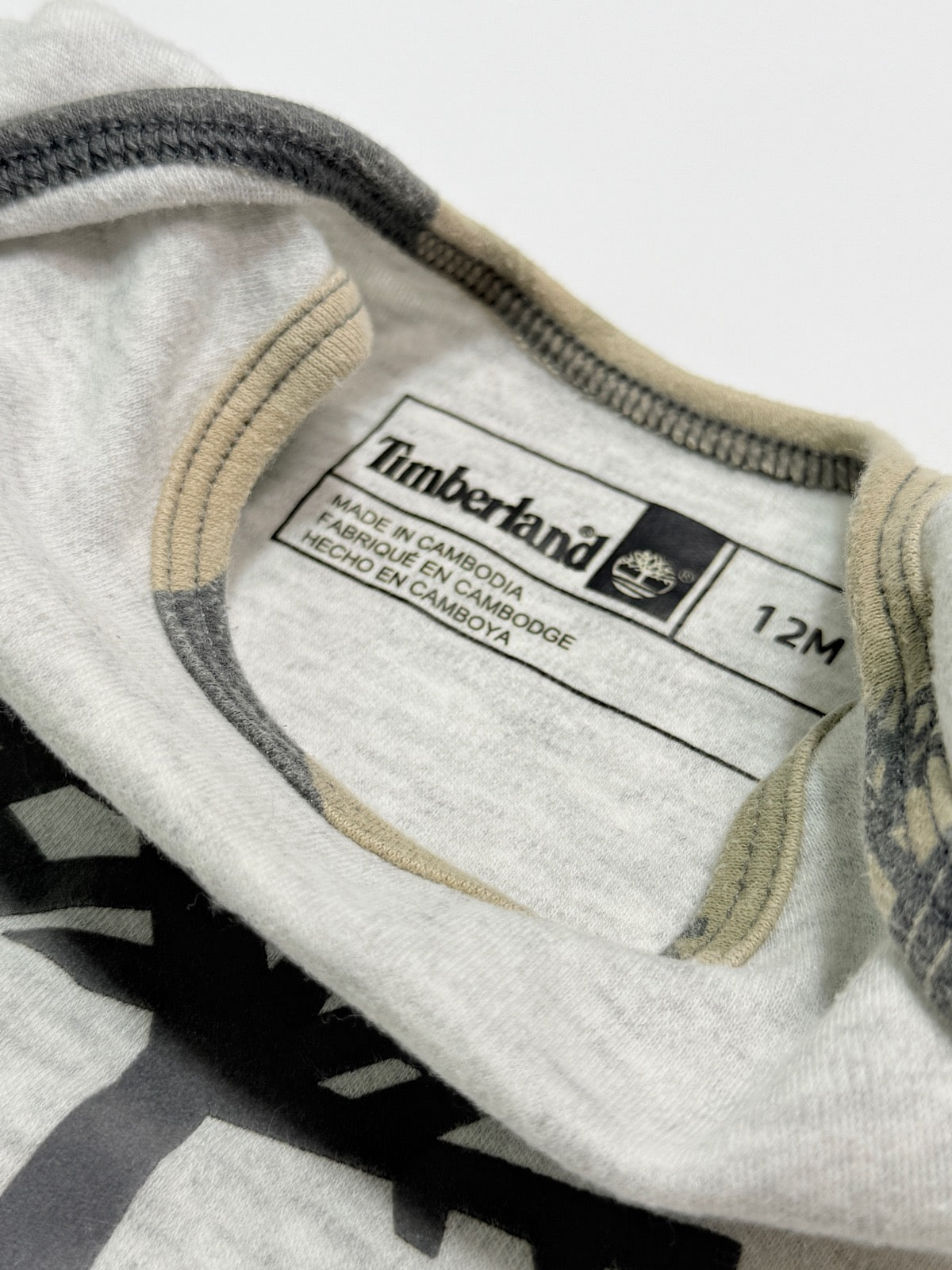 Timberland Gray Tree Logo Bodysuit 12M