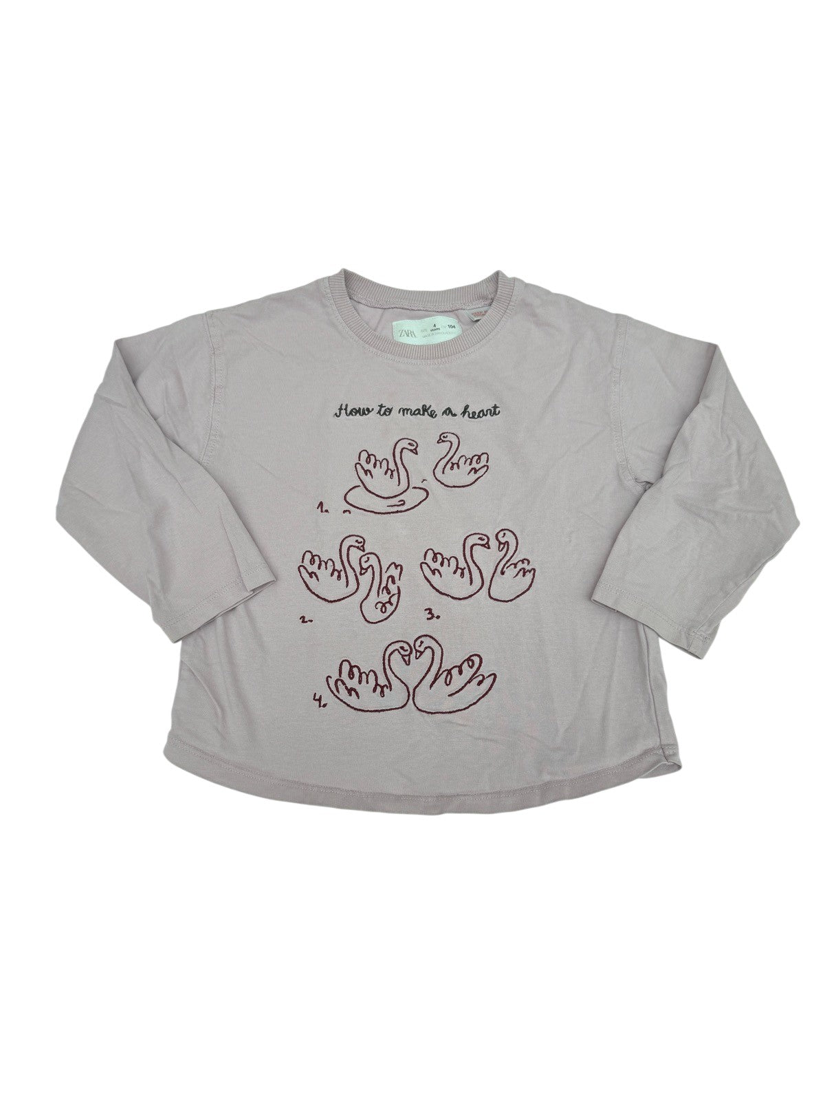 Zara Swan Graphic Long Sleeve Tee 4T