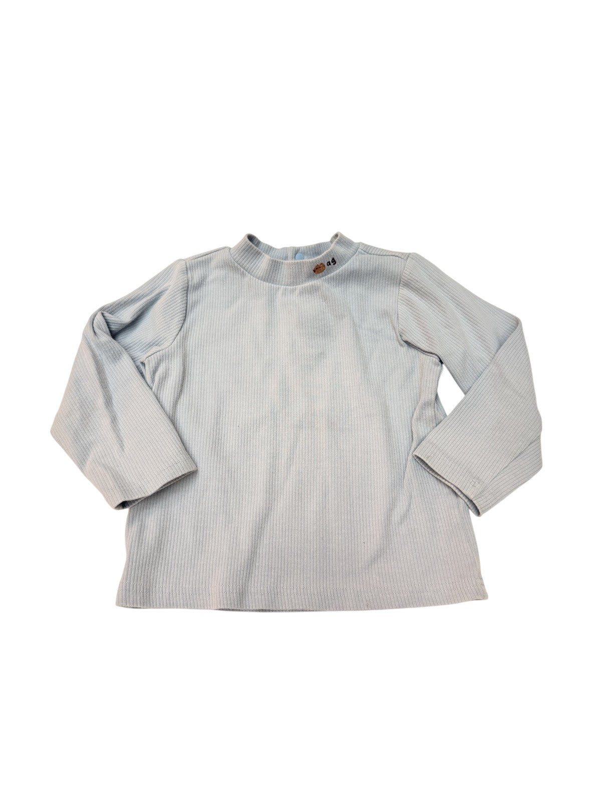 Agabang Blue Ribbed Mock Neck Top