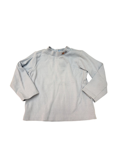 Agabang Blue Ribbed Mock Neck Top