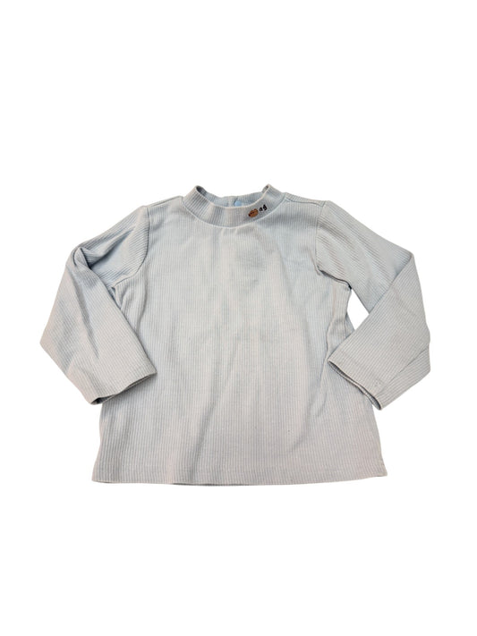 Agabang Blue Ribbed Mock Neck Top
