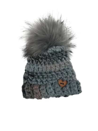 Handmade Knit Pom Pom Beanie Hat 0-6m