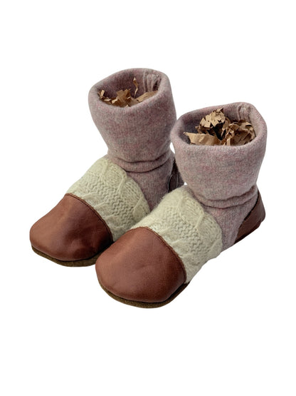 Nooks Wool Knit Leather Baby Booties