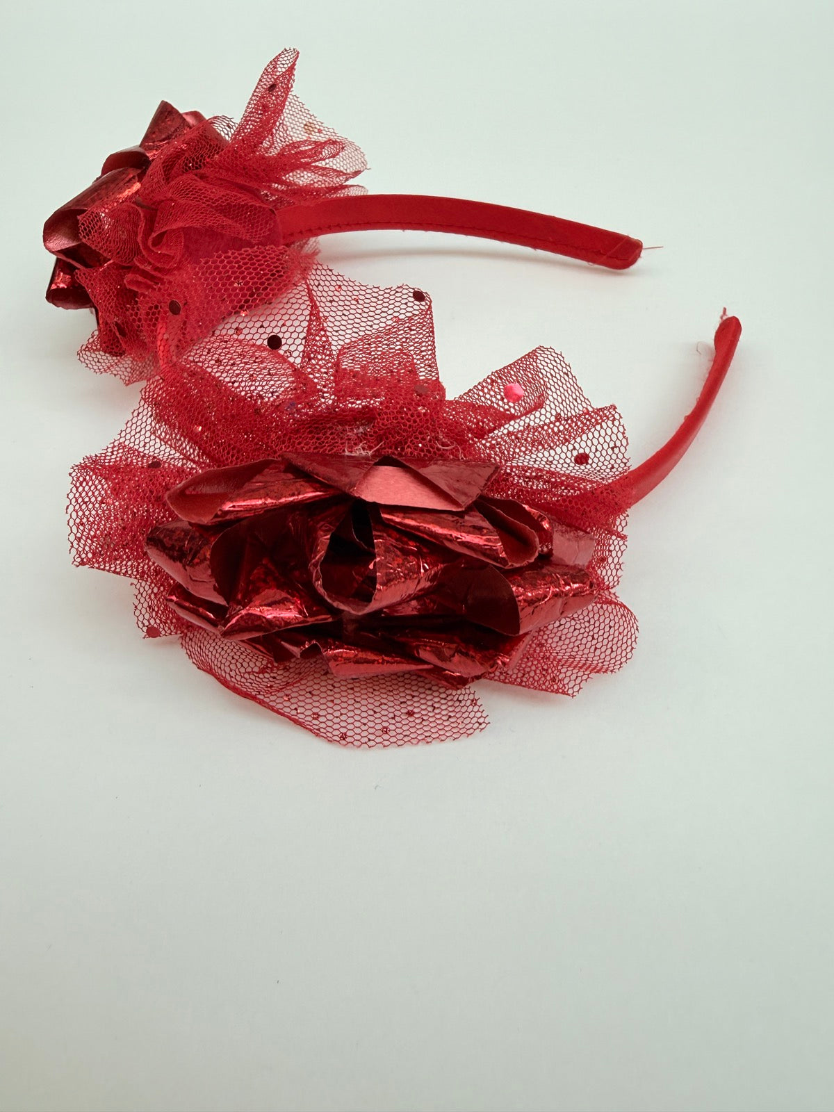 Red Bow Tulle Headband Accessory