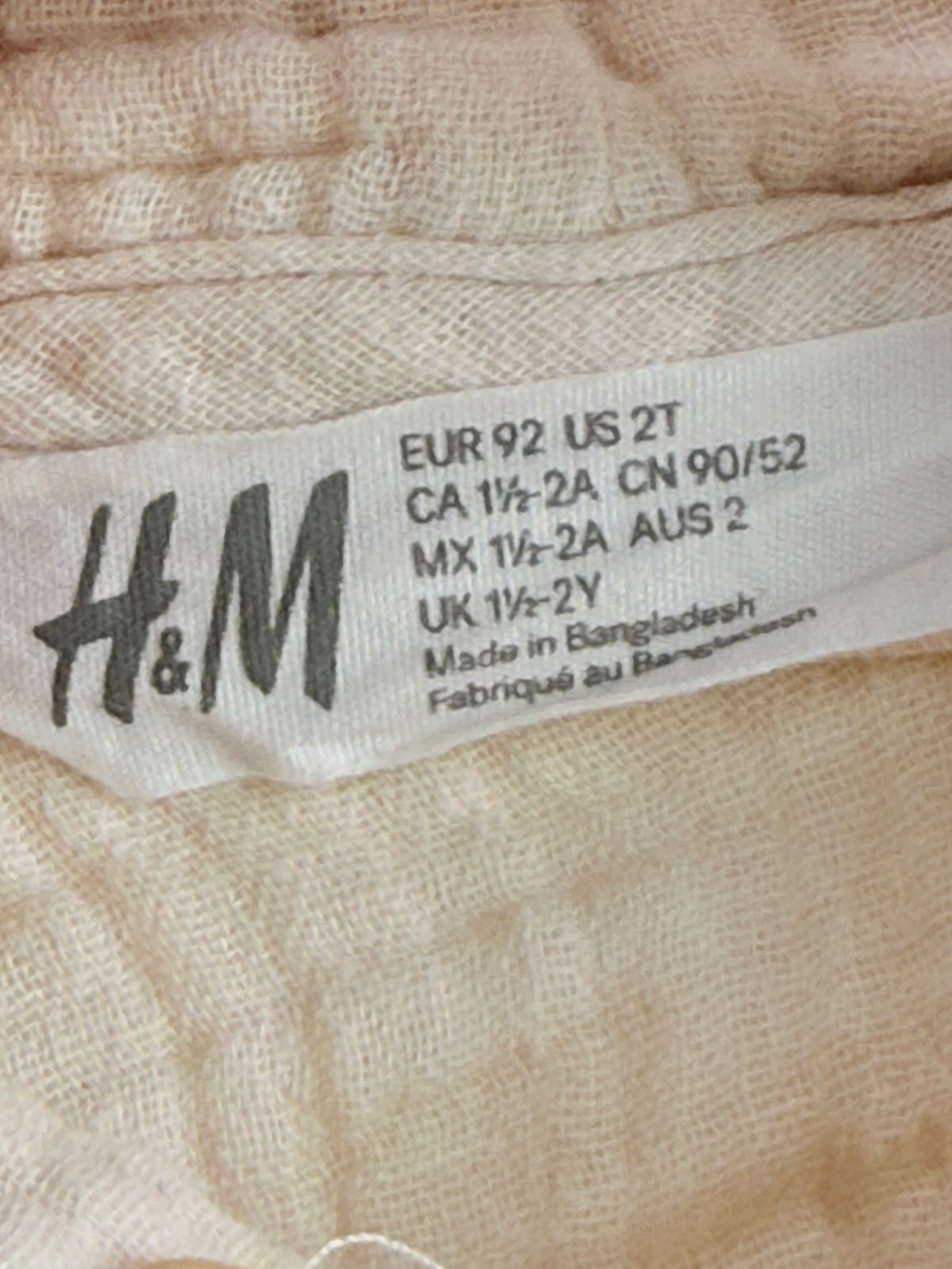 H&M Cream Muslin Hoodie Size 2T