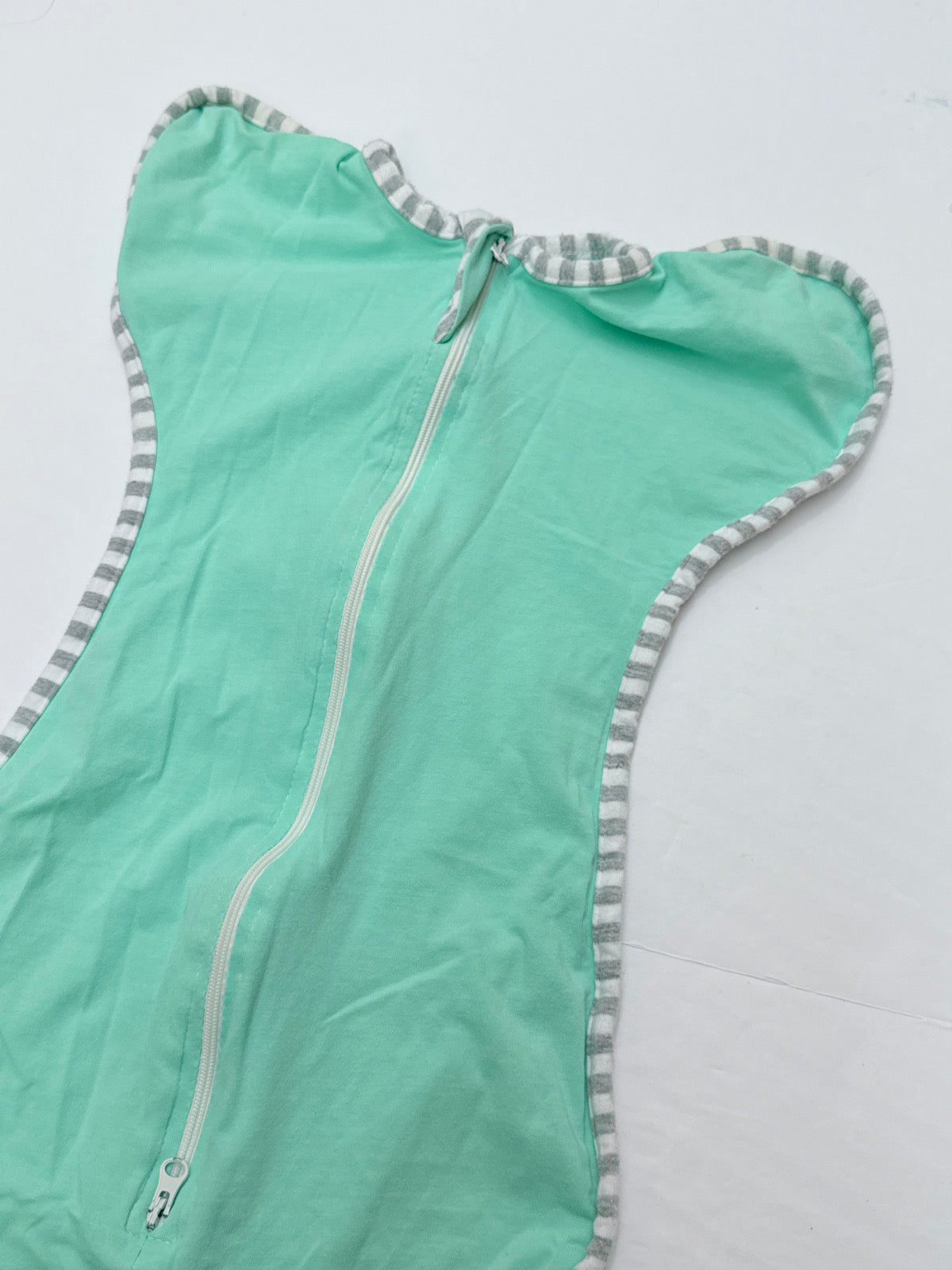 Mint Green Striped Trim Swaddle Sleep Sack S 5-6Y