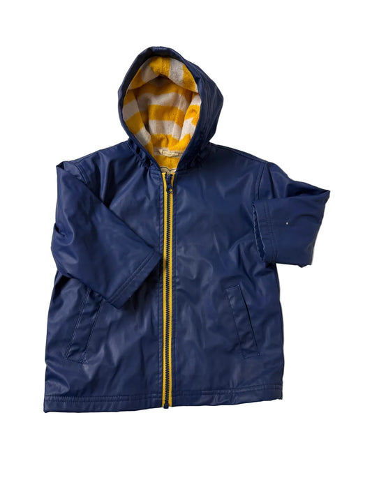 Hatley Navy Rain Jacket Fleece Lined Size 2