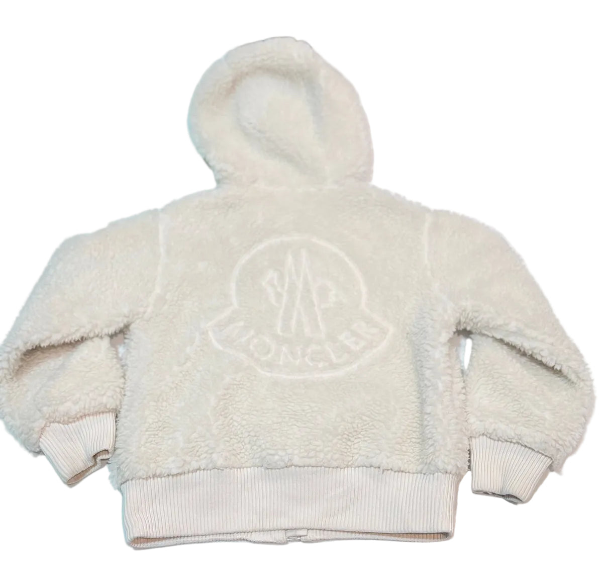 Moncler Cream Sherpa Zip Hoodie 6Y