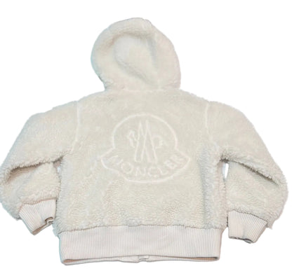 Moncler Cream Sherpa Zip Hoodie 6Y