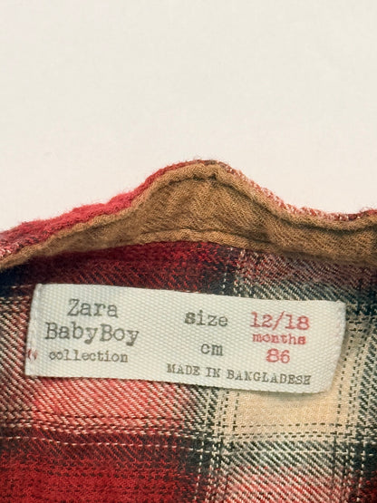 Zara Baby Boy Plaid Flannel Shirt 12/18M
