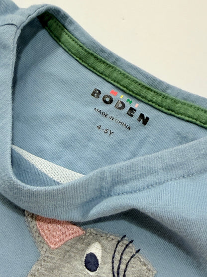 Mini Boden Cat Appliqué Long Sleeve Top 4-5Y