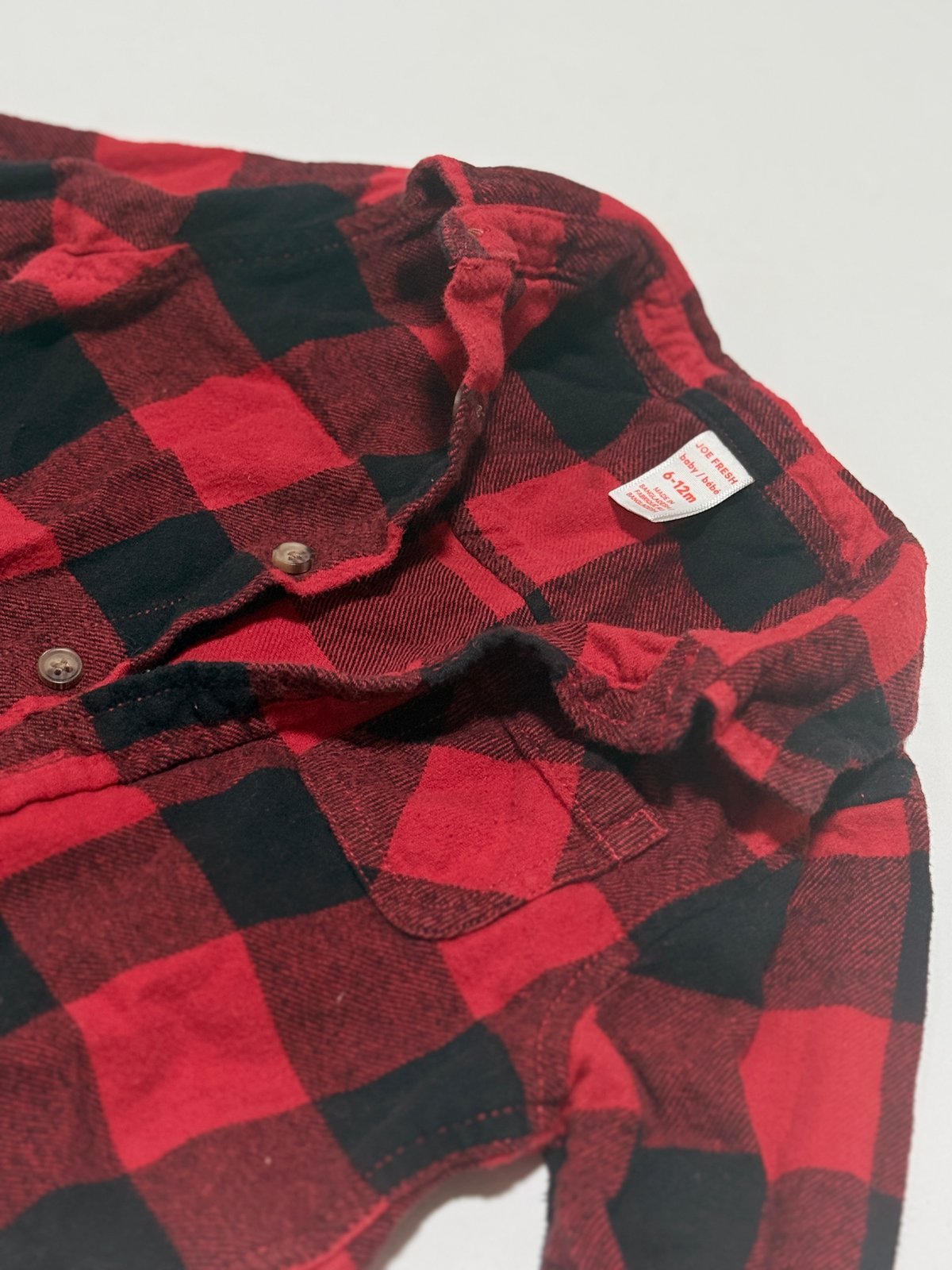 Joe Fresh Red Buffalo Plaid Flannel Shirt 6-12M