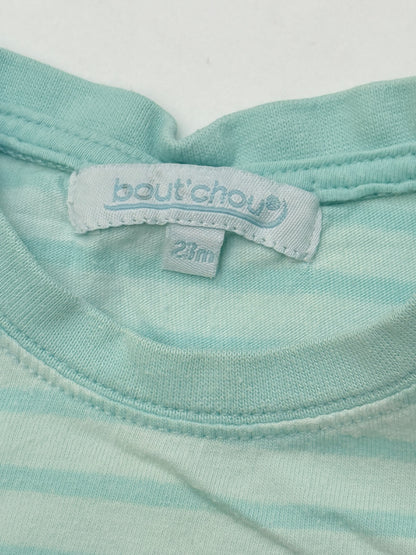 Bout'Chou Mint Striped Long Sleeve T-Shirt 23M