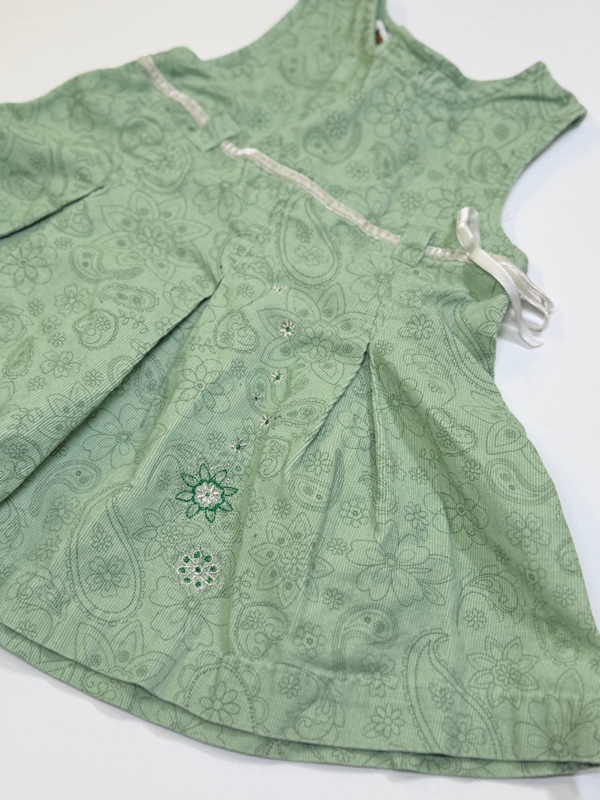 Vintage Teddy's Choice Green Paisley Dress 12-18m