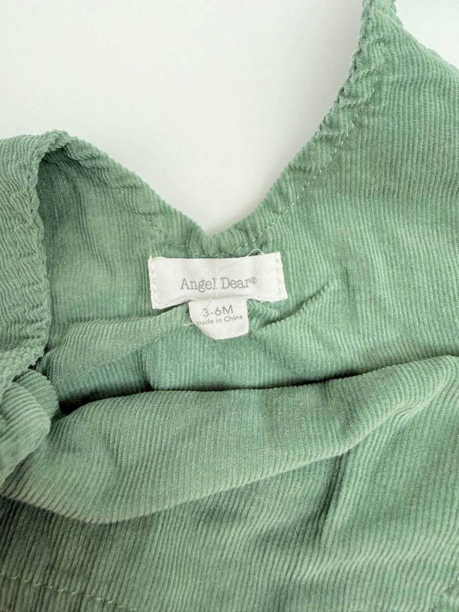 Angel Dear Green Corduroy Overalls 3-6M