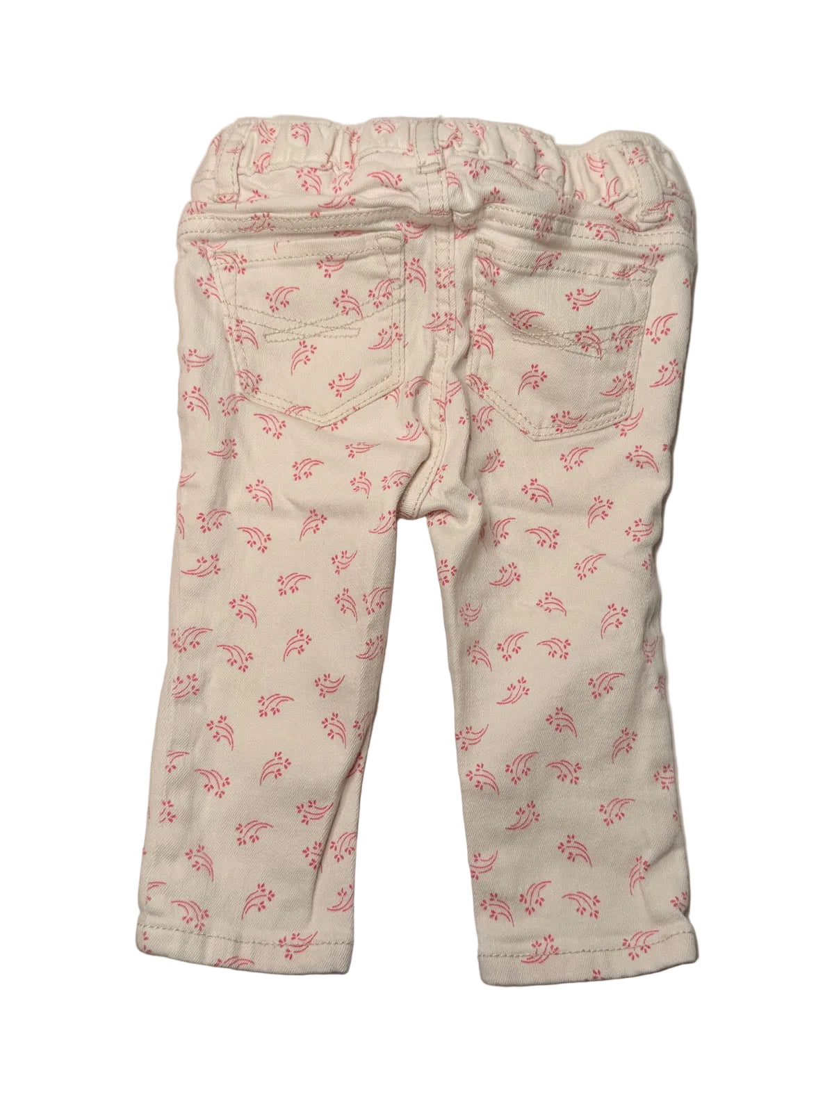 Unknown White Floral Print Jeans 6-12m