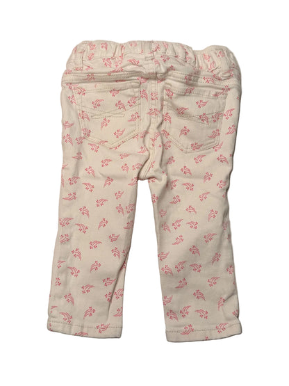 Unknown White Floral Print Jeans 6-12m