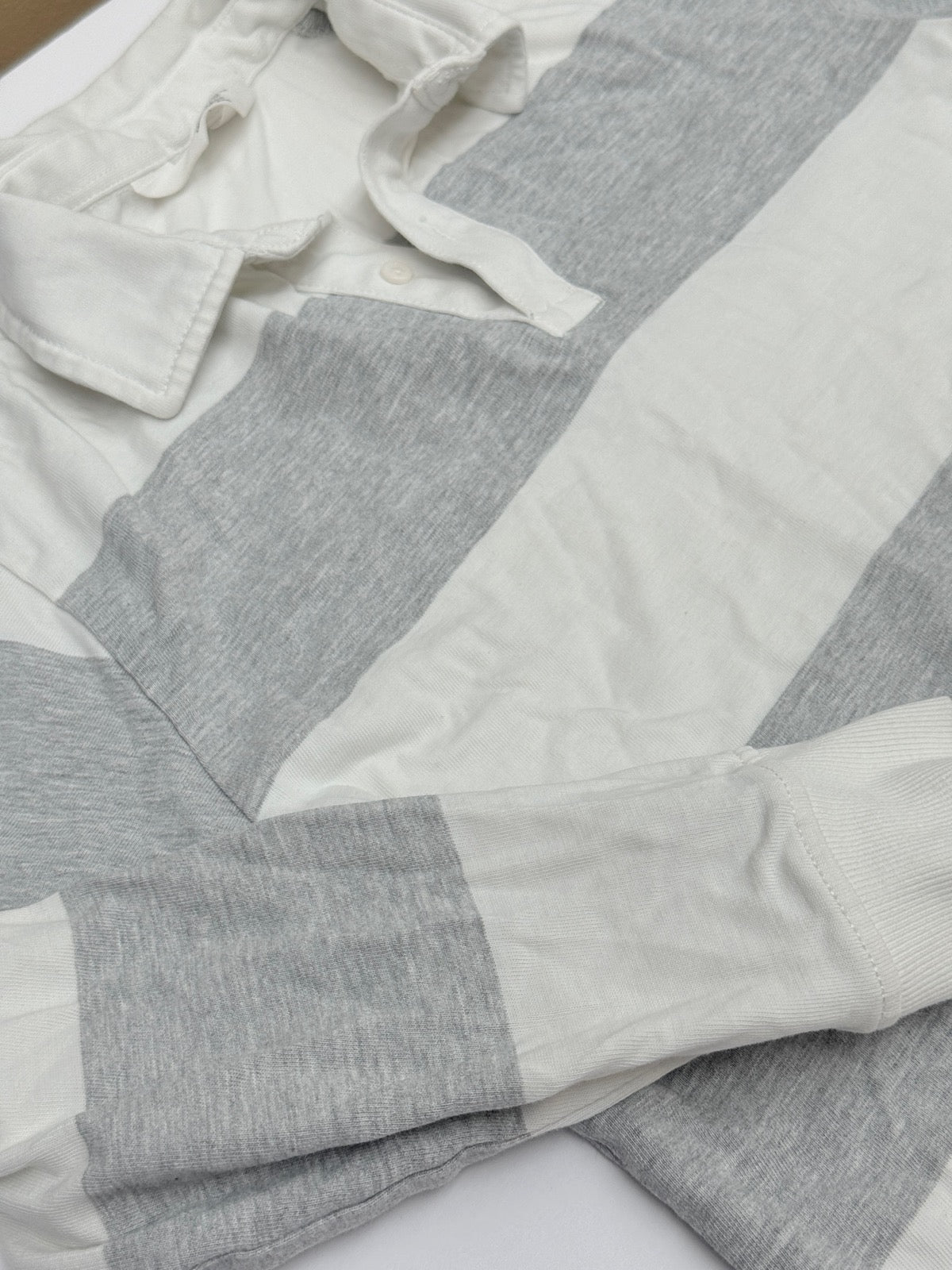 H&M Gray White Stripe Rugby Polo Size 8-10