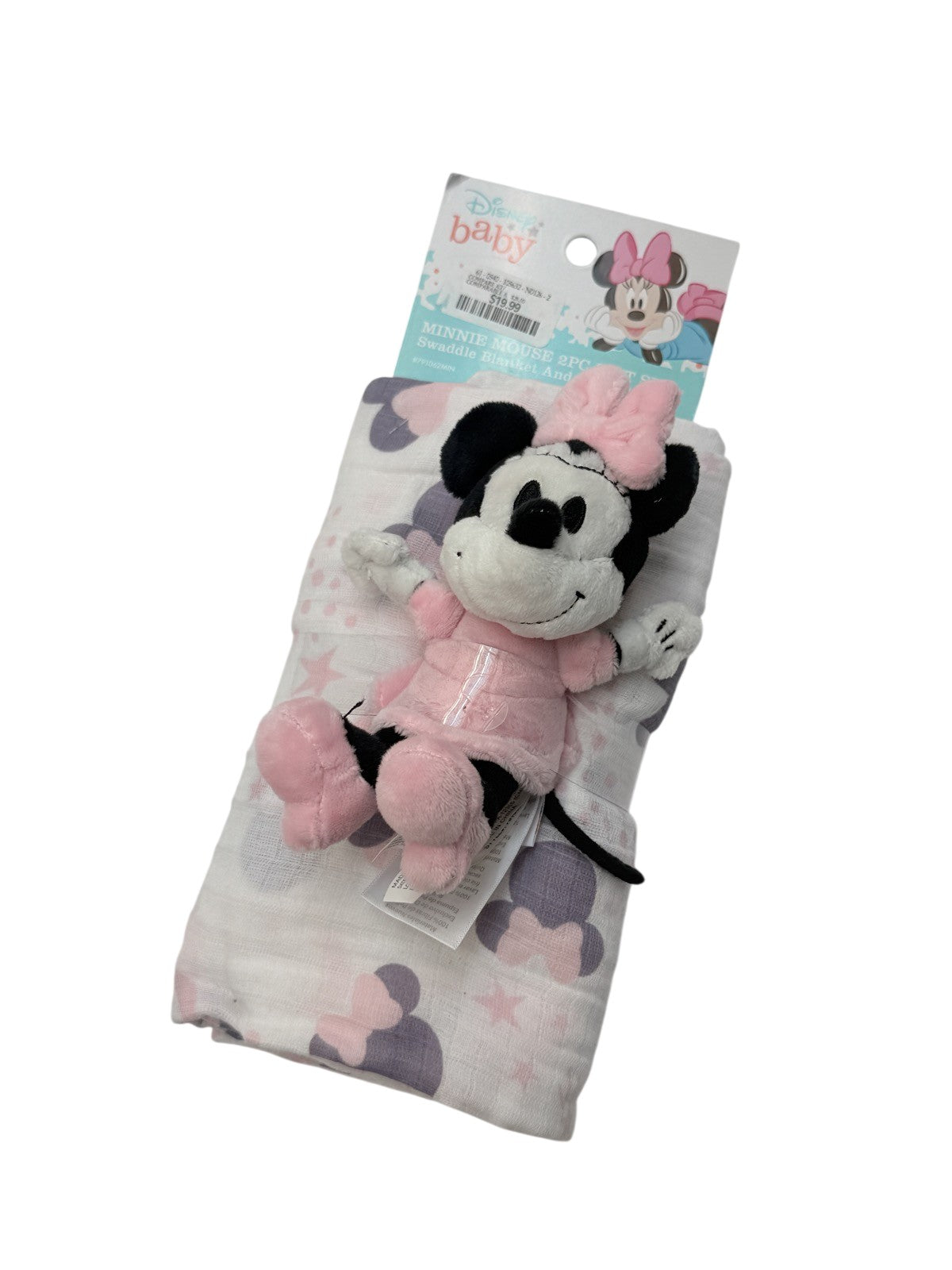NWT - Disney Baby Minnie Mouse Swaddle Blanket Plush Set