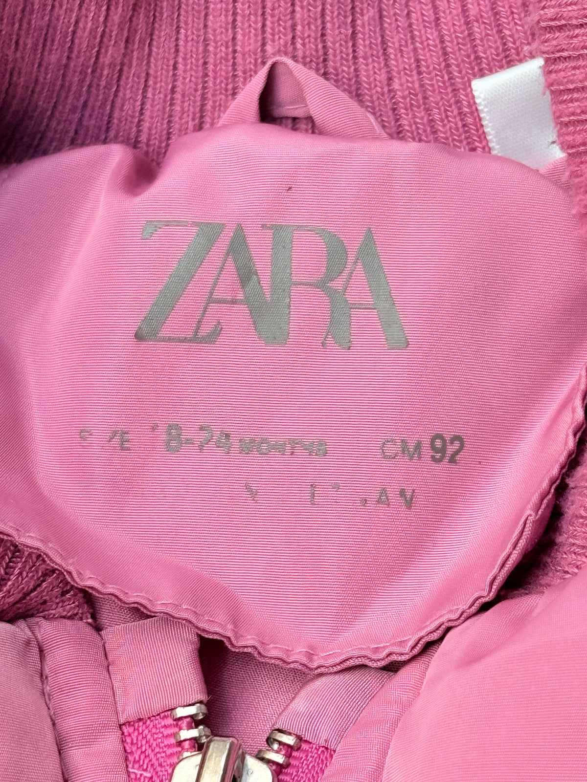 Zara Pink Puffer Bomber Jacket 18-24M
