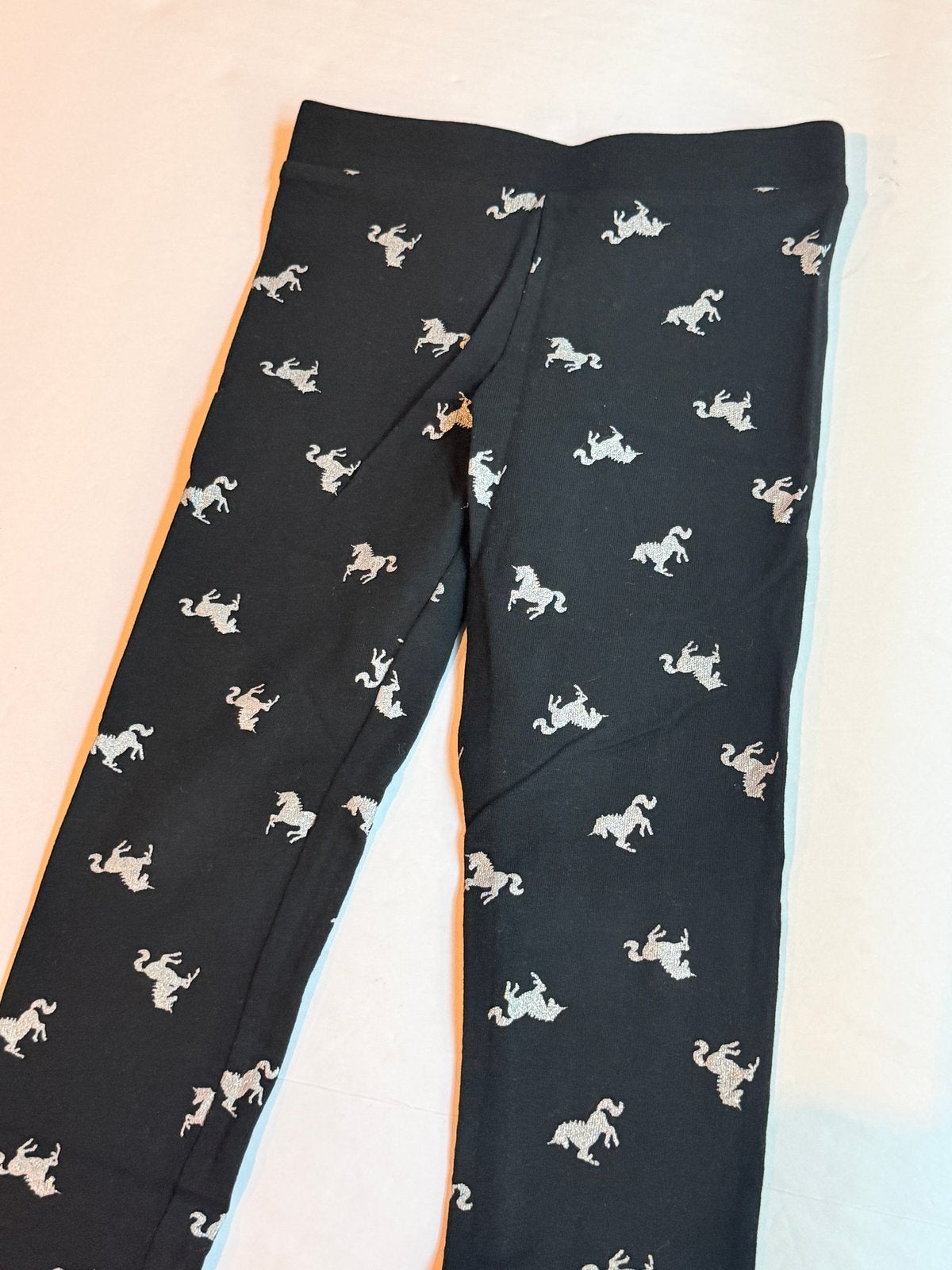 H&M Black Glitter Unicorn Leggings Size 4-5Y