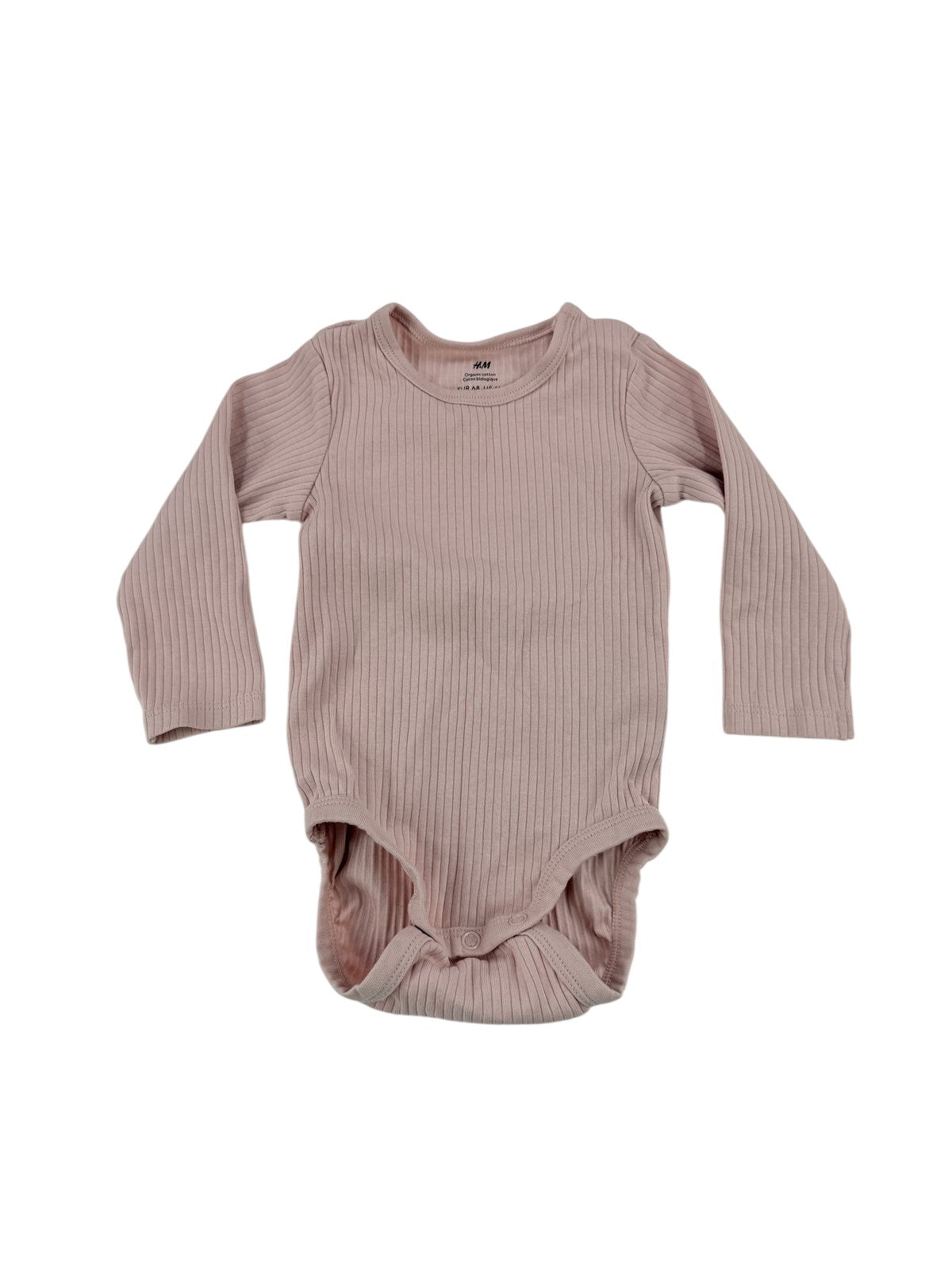 H&M Pink Ribbed Long Sleeve Bodysuit 4-6M