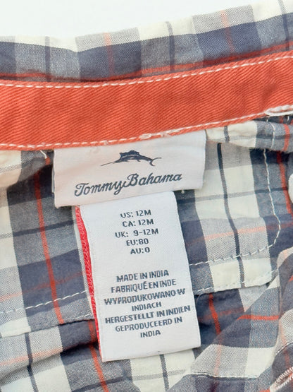 Tommy Bahama Plaid Shirt Overalls Set 12M