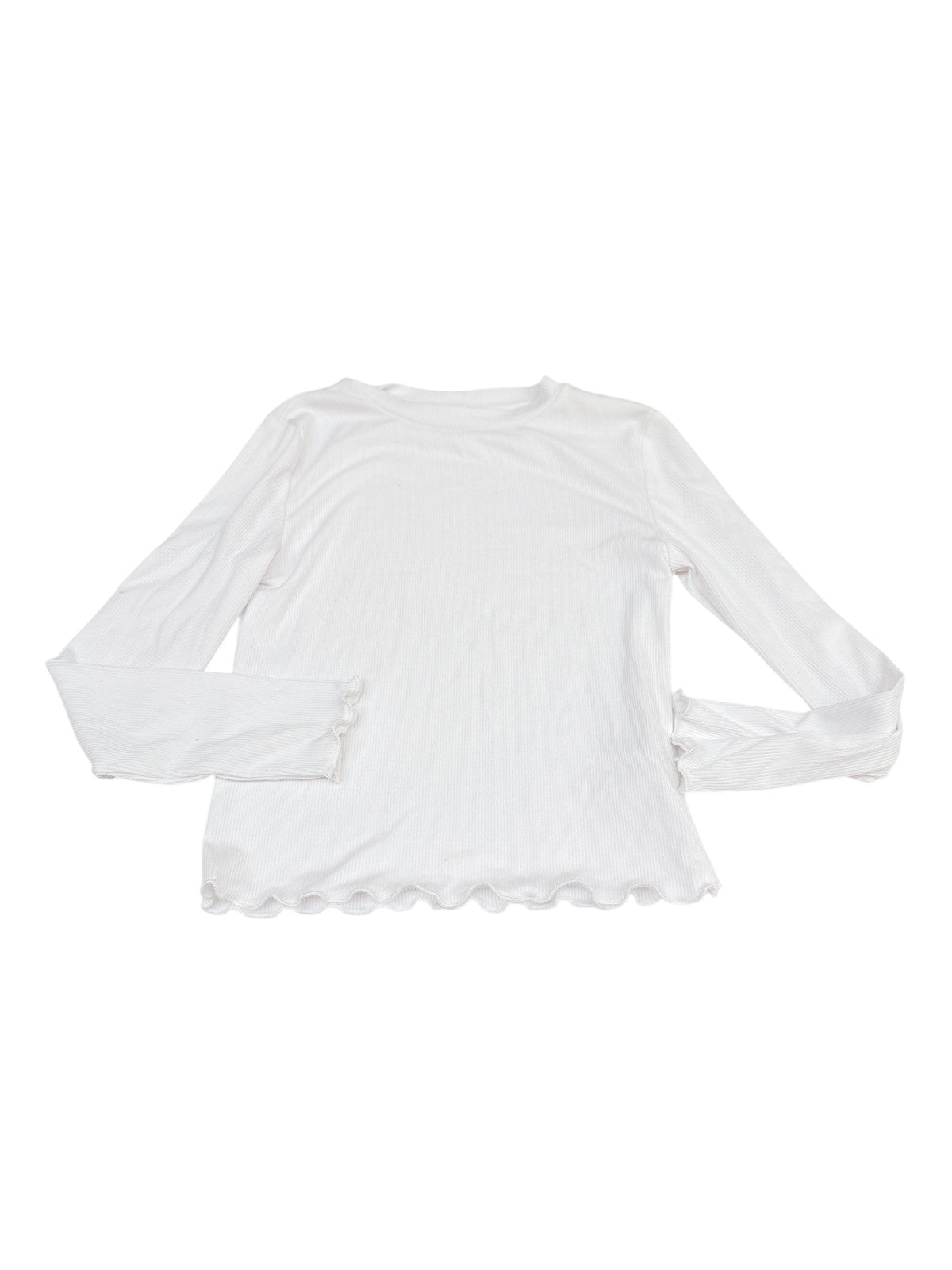 UKids Ribbed White Long Sleeve Top 7/8