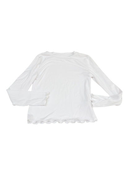 UKids Ribbed White Long Sleeve Top 7/8