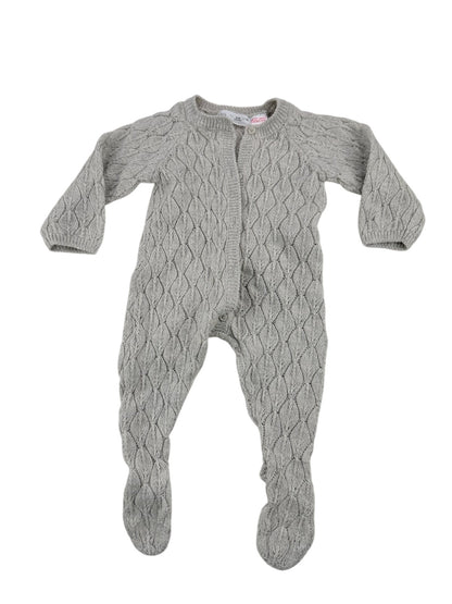 Zara Gray Knit Footed Sleeper 3-6M
