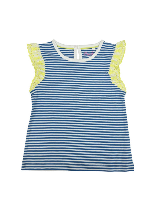 Mini Boden Striped Lace Flutter Tank Top 4-5Y