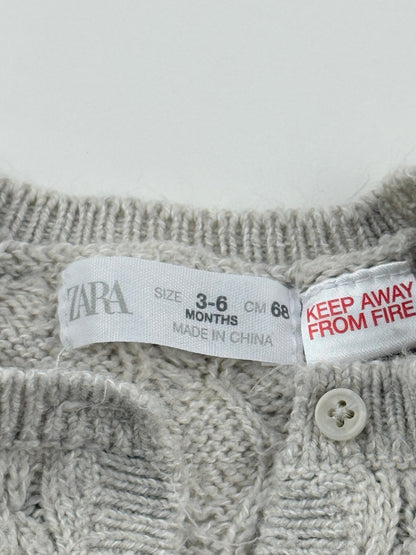Zara Gray Knit Footed Sleeper 3-6M