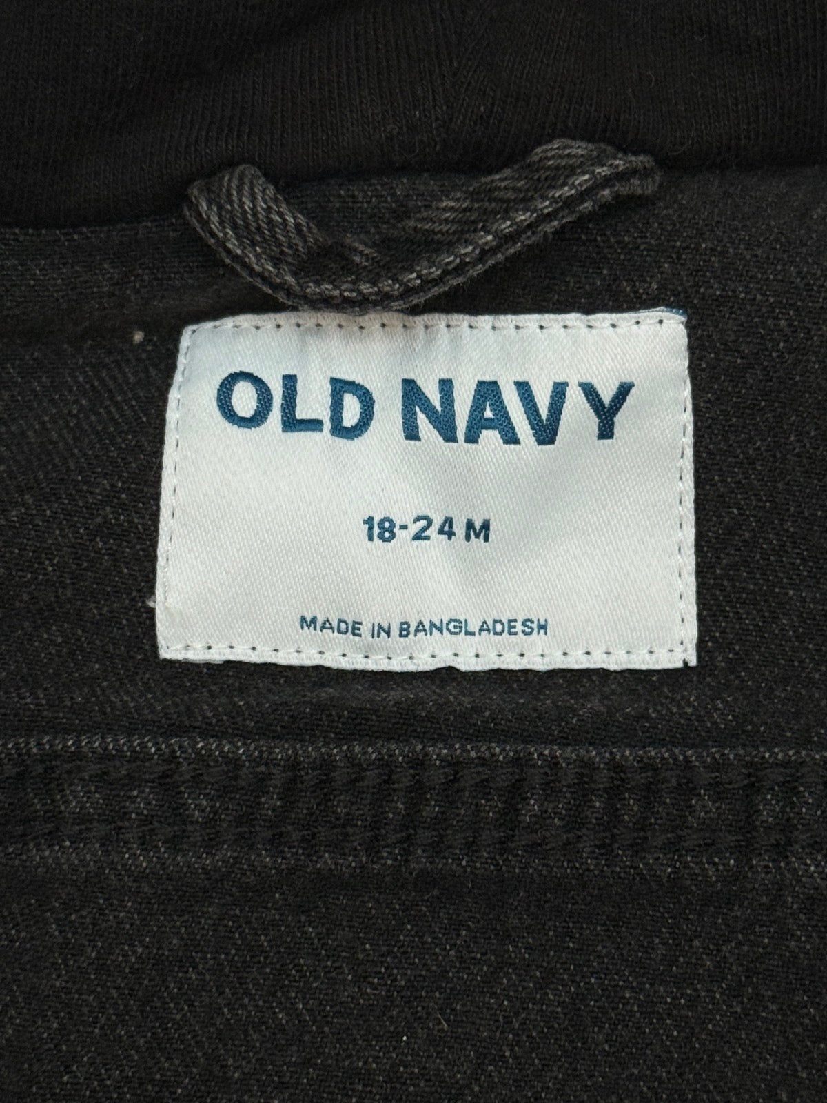 Old Navy Black Denim Hooded Jacket 18-24M