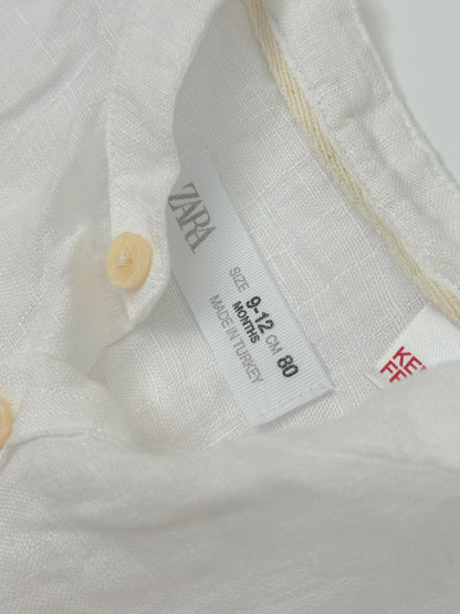Zara White Linen Button Shirt 9-12m