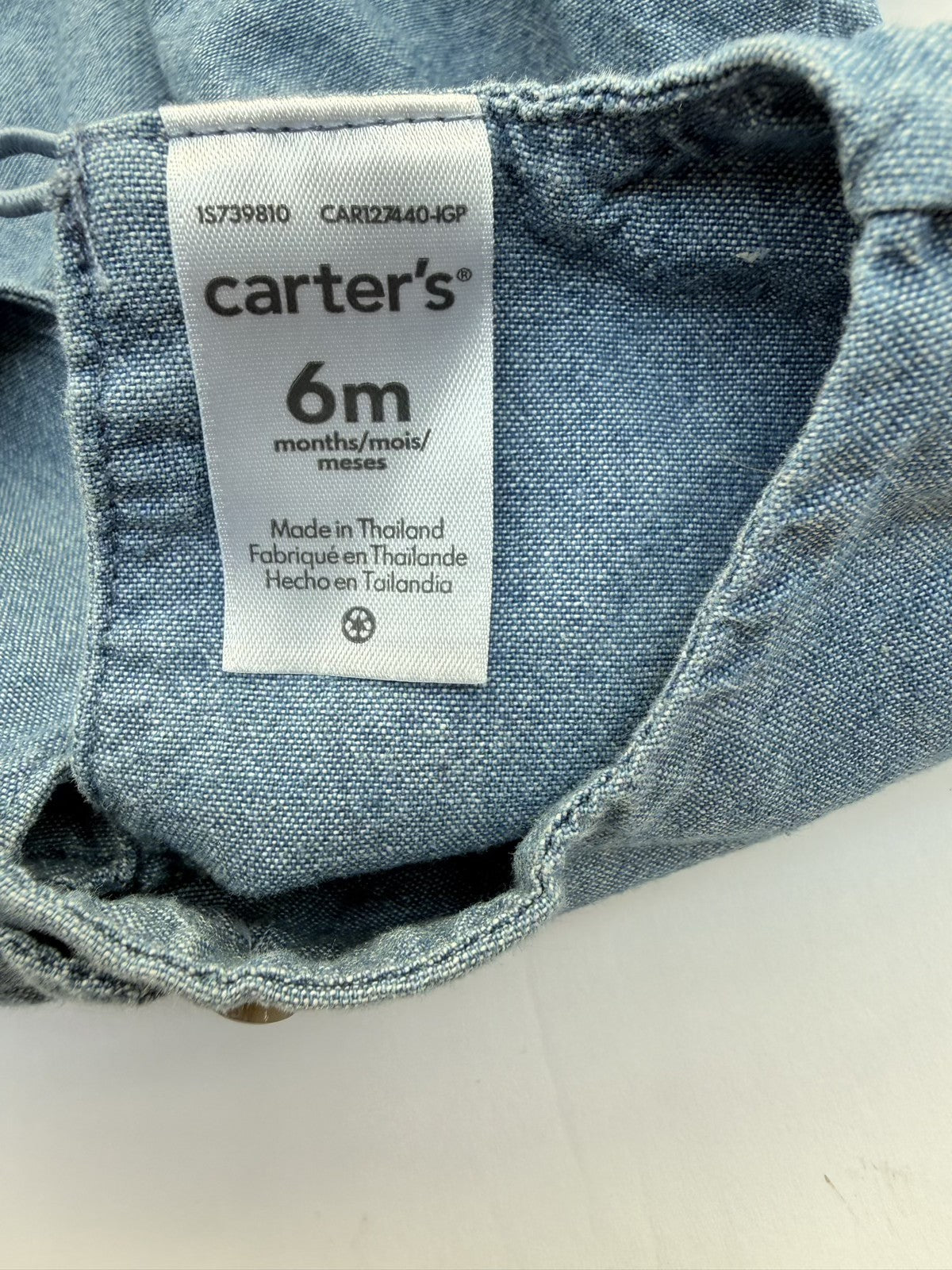 Carter's Chambray Ruffle Dress 6m