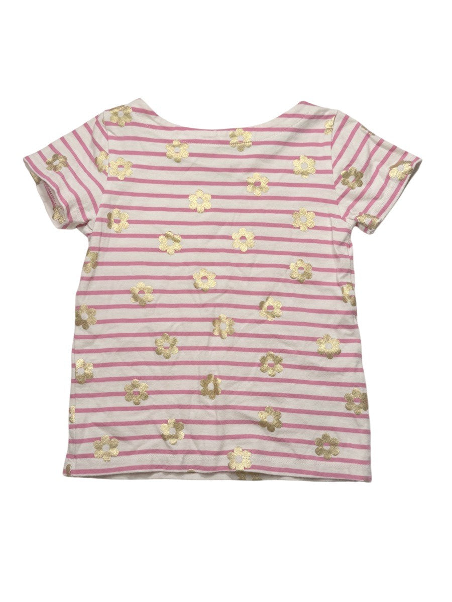 Boden Striped Floral Gold Print T-Shirt 4T