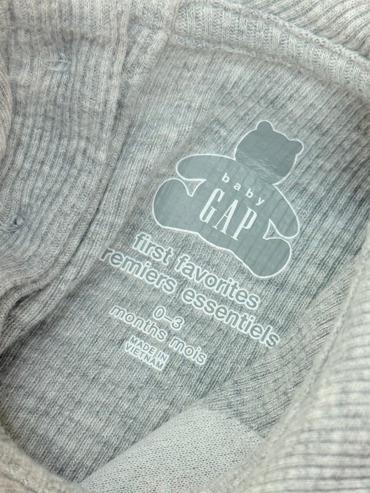 Baby Gap Gray Ribbed Peter Pan Collar Bodysuit 0-3M