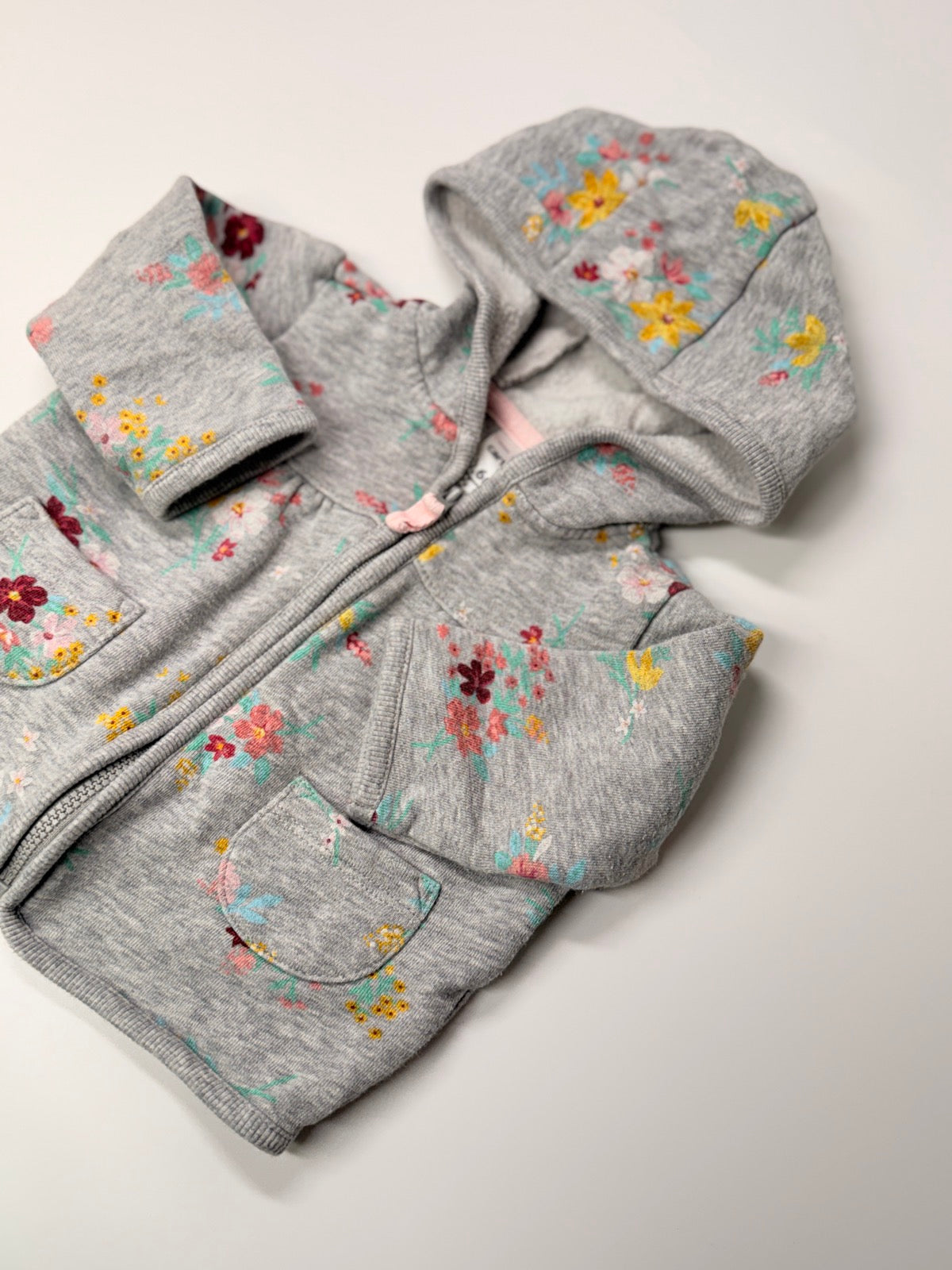 Gap Floral Gray Zip Hoodie 12-18m