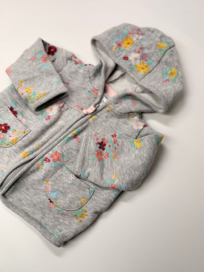 Gap Floral Gray Zip Hoodie 12-18m
