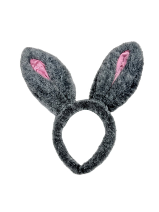 Gray Faux Fur Bunny Ears Headband 4-5Y