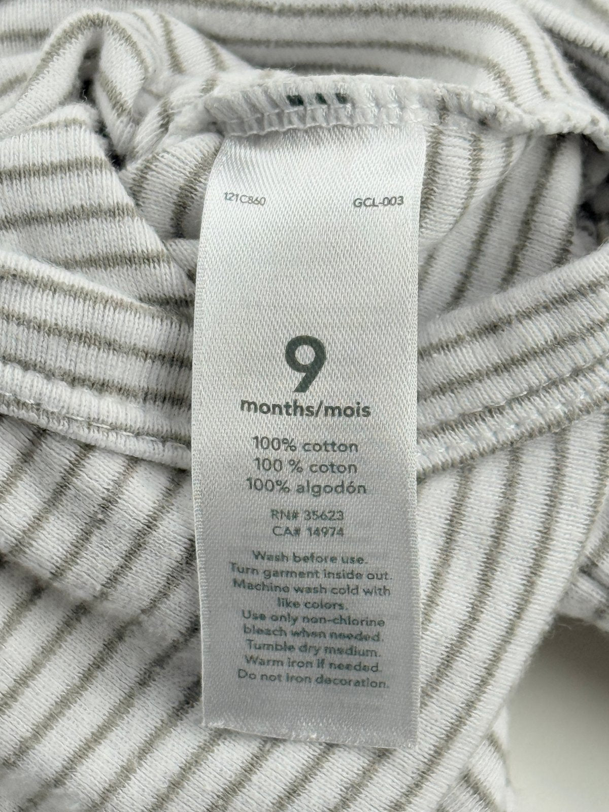 Carter's Gray Striped Bodysuit 9M