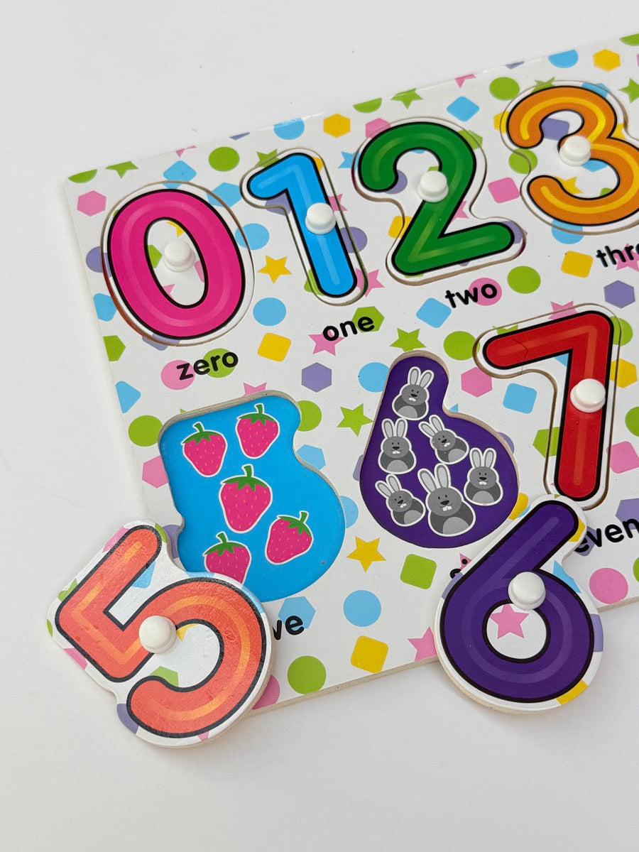 Numbers 0-9 Wooden Peg Puzzle Toy