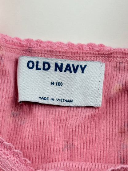 Old Navy Pink Floral Ribbed Tank M (8) 8