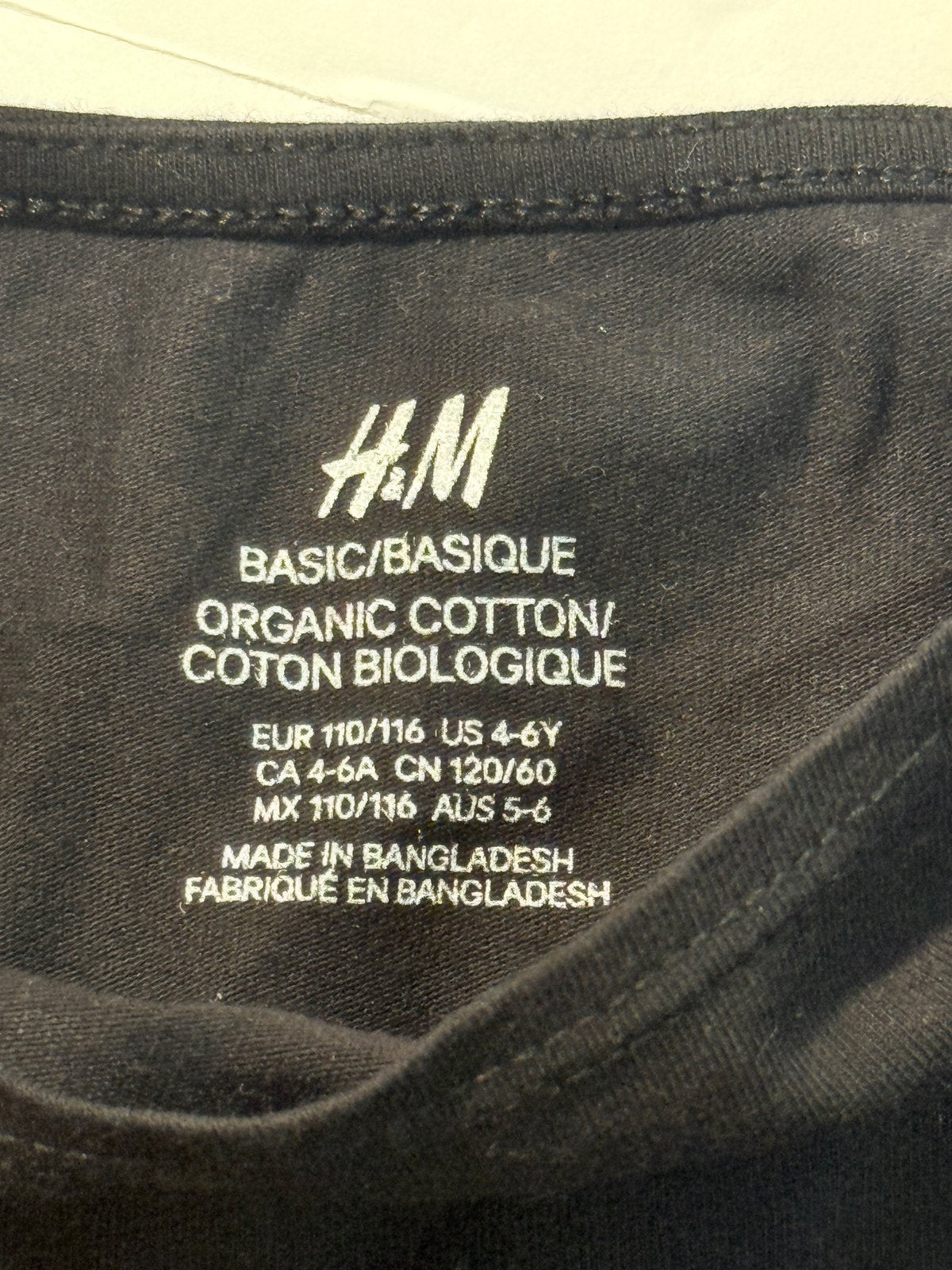 H&M Basic Black Long Sleeve Top Size 4-6Y